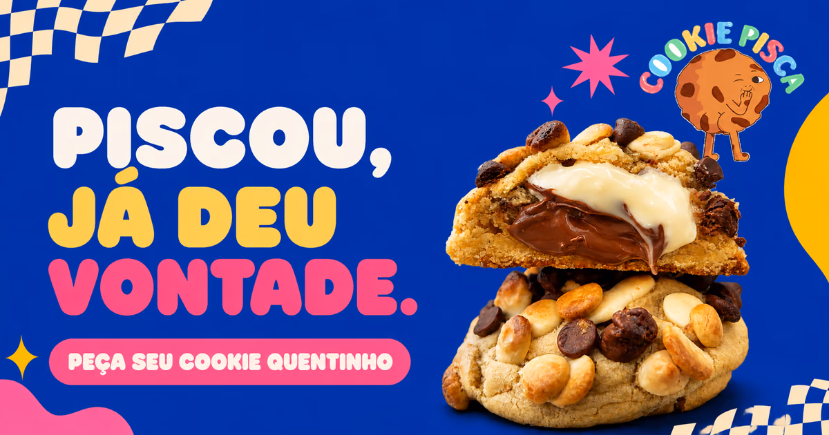 Identidade visual e cookies recheados da Cookie Pisca
